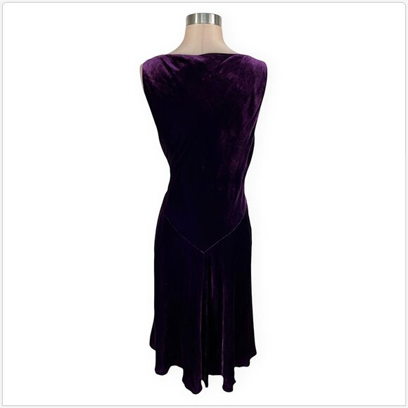 Ralph Lauren Dark Purple Silk Velvet Wrap Look Brooch Buckle Dress NWT New 14 - Picture 5 of 6